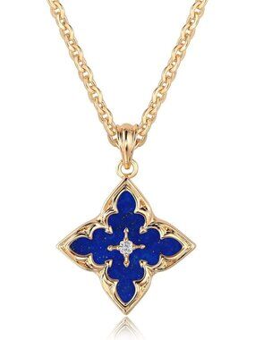 Women's Dark blue Gold Adjustable Chain Choker Charm Pendant Lucky Necklaces